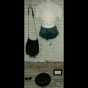 Tres Bien White Burn Out Lace Up Tee Festival